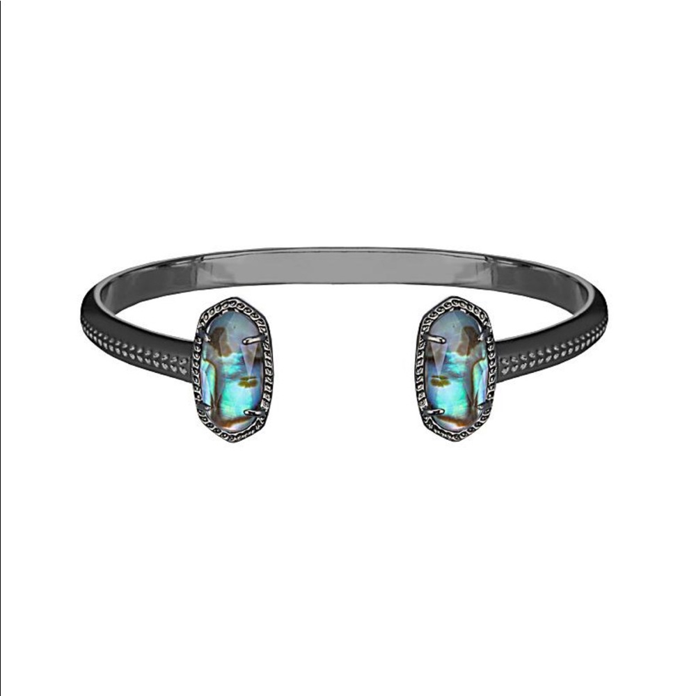 EUC Kendra Scott Gunmetal Elton with Abalone